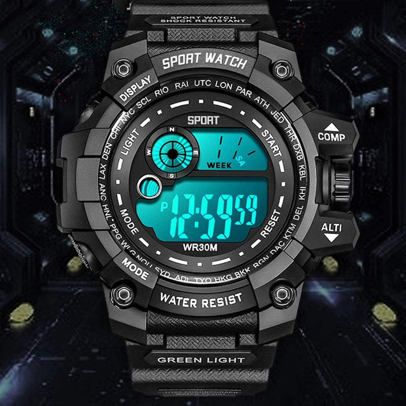 50mm Tactical Digital Sports Watch | Luminous Display, High-Impact Polymer & Splash-Resistant