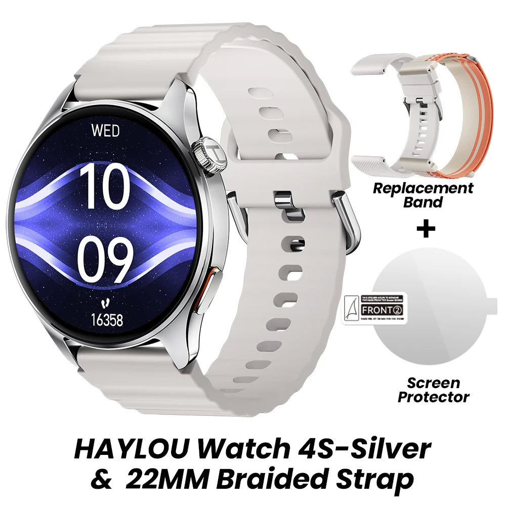 HAYLOU Watch 4S GPS Smartwatch - 1.43" AMOLED Display, 5-Satellite GPS, Bluetooth Calling, 18-Day Battery Life