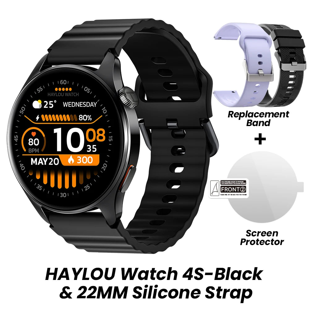 HAYLOU Watch 4S GPS Smartwatch - 1.43" AMOLED Display, 5-Satellite GPS, Bluetooth Calling, 18-Day Battery Life