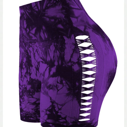 Women's Seamless High-Waist Yoga Shorts | Buttery-Soft Nylon Blend, Hip-Lifting & Tie-Dye Print