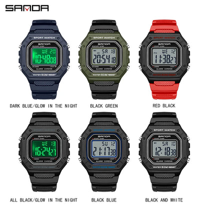 SANDA Premium Sport Watch | 5ATM, High-Impact Resin & Luminous Display