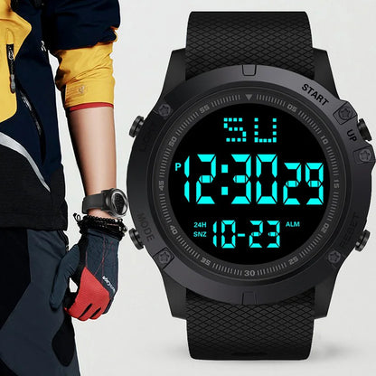 YIKAZE 55mm Digital Sports Watch | 50M Water Resistant, LED Backlight & Silicone Strap