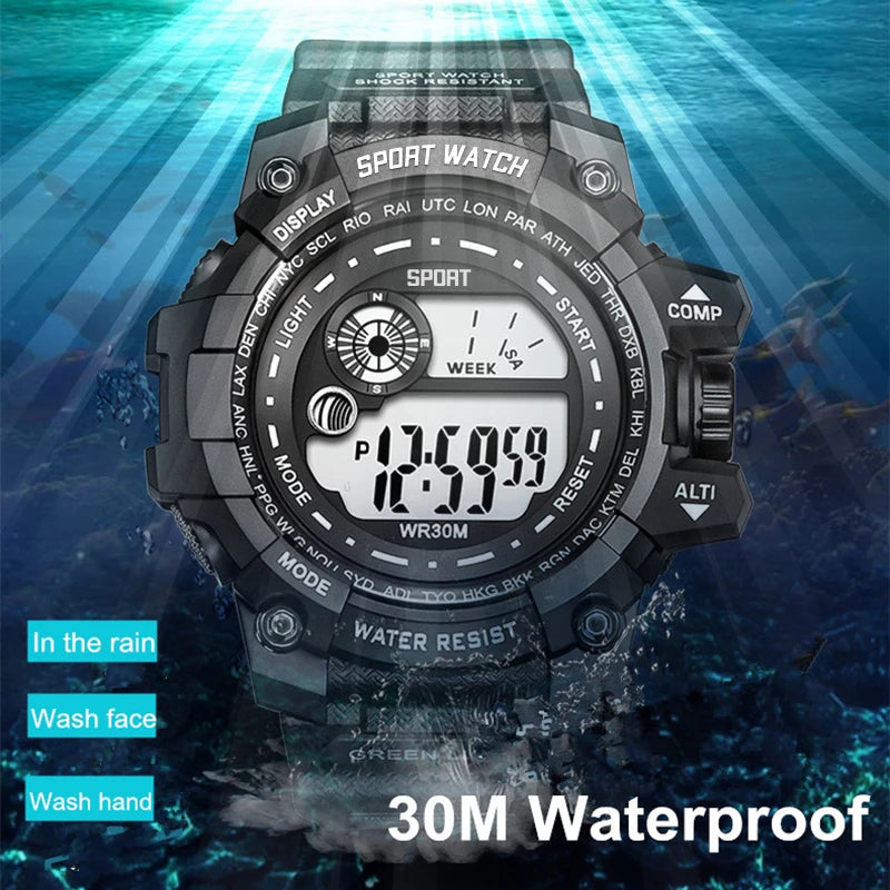 50mm Tactical Digital Sports Watch | Luminous Display, High-Impact Polymer & Splash-Resistant